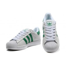 Adidas Superstar белые с зелеными полосками